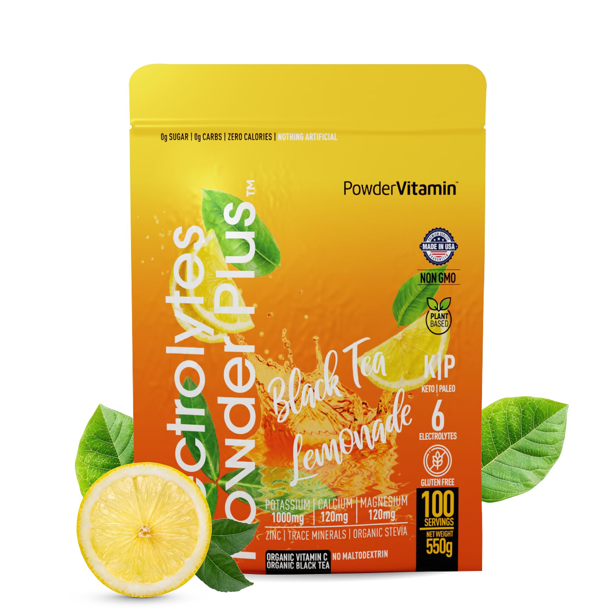 PowderVitamin Electrolytes Plus, bouteille prête à l'emploi, hydratation sans sucre.
