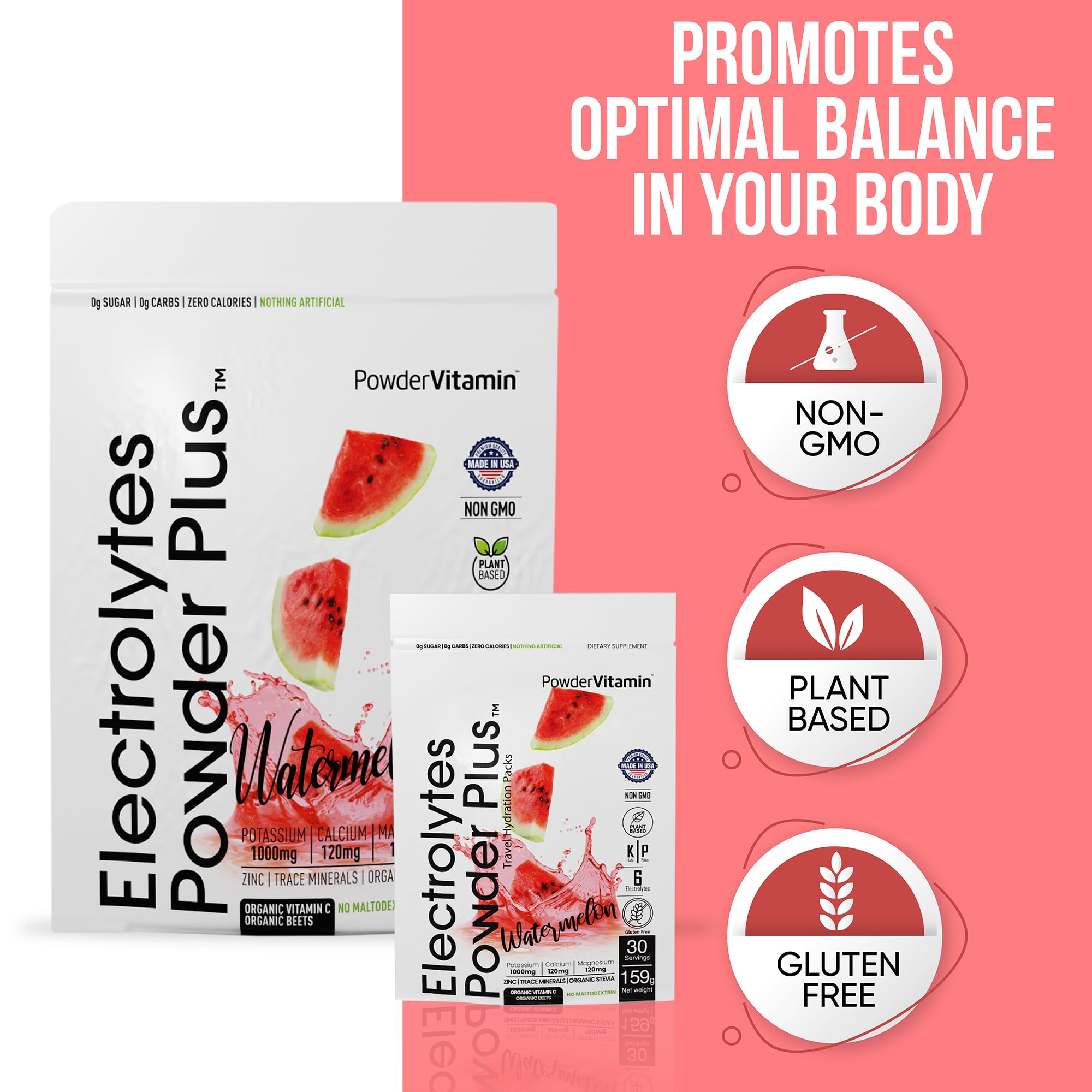 PowderVitamin Électrolytes Poudre Plus – calcium et magnésium essentiels.