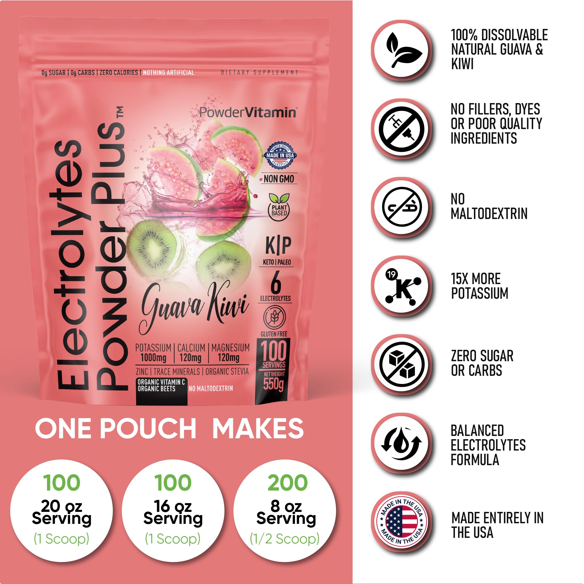 PowderVitamin Électrolytes Plus – dissolution rapide dans l’eau