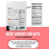 PowderVitamin Électrolytes Poudre Plus – dissolution facile dans l’eau.