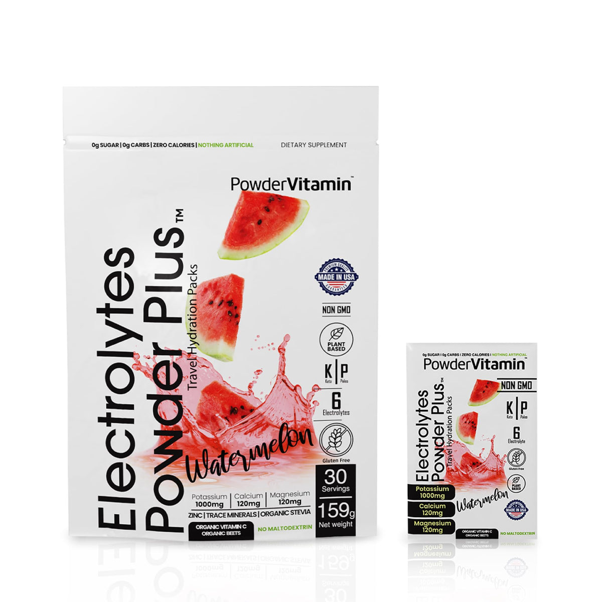 PowderVitamin Electrolytes Powder Plus emballage pratique pour hydratation sans sucre