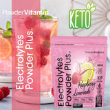 Sachet 550 g de PowderVitamin Electrolytes Poudre Plus prêt à mélanger.