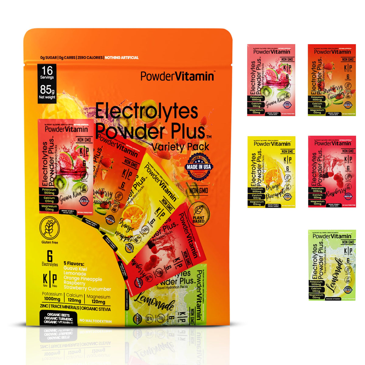 PowderVitamin Électrolytes Poudre Plus - ouverture du sachet pour hydratation rapide.