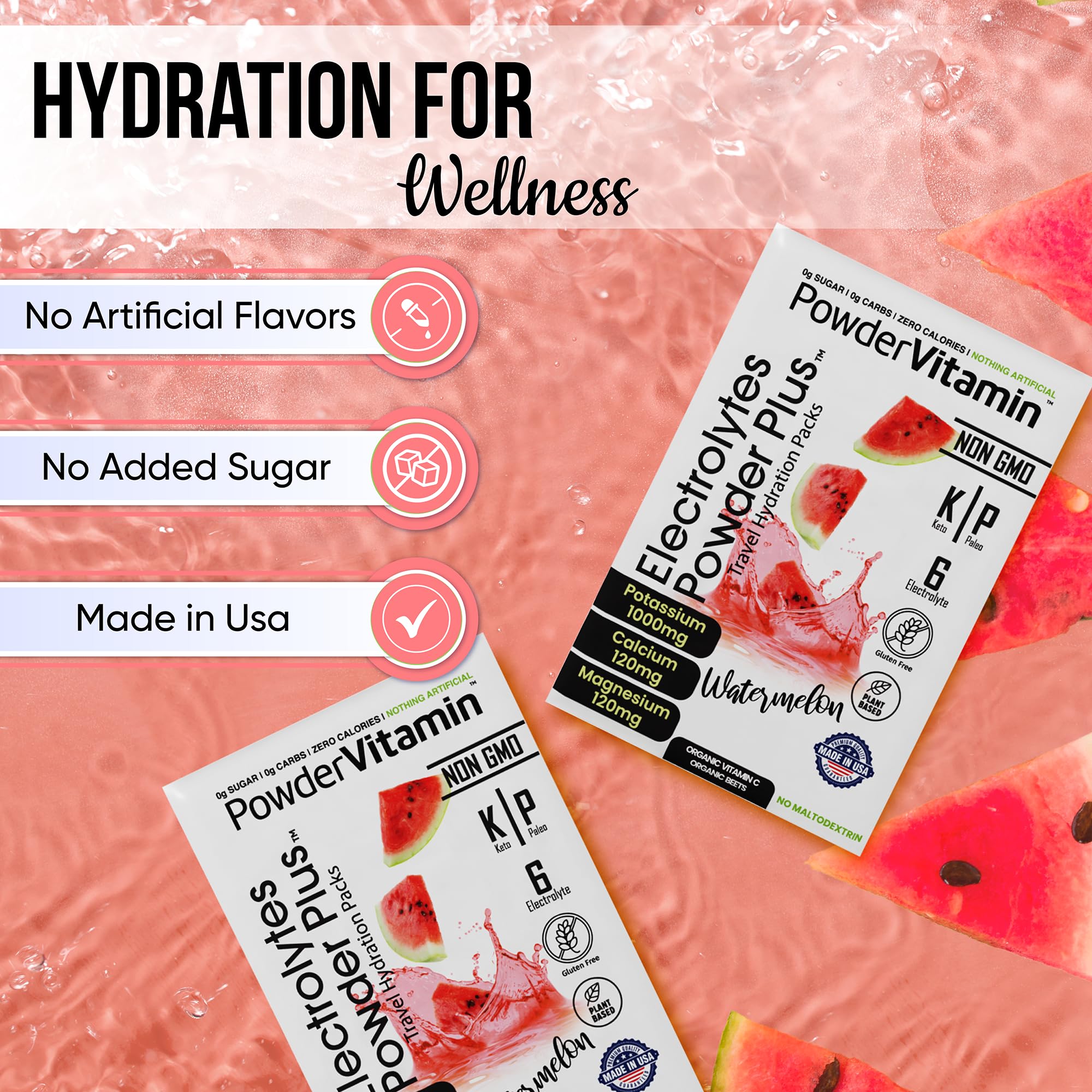 PowderVitamin Électrolytes Poudre Plus – sachet individuel pratique pour voyage.