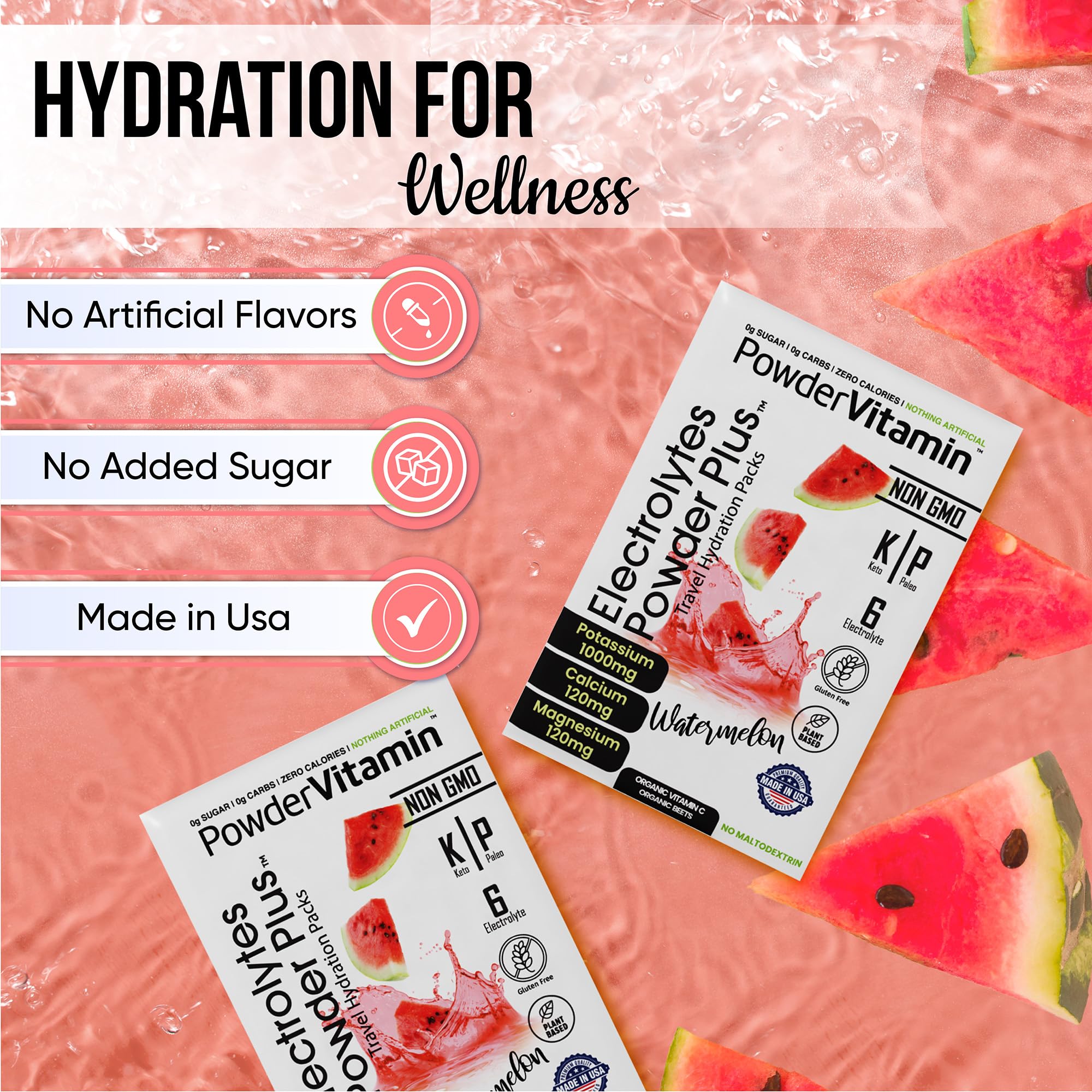 PowderVitamin Electrolytes Powder Plus sachets faciles à diluer en voyage