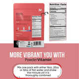 Sachets PowderVitamin Electrolytes Plus, parfaits pour voyages et sport.