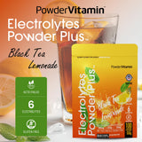 PowderVitamin Electrolytes Plus, verre d'eau prêt à boire et rafraîchissant.