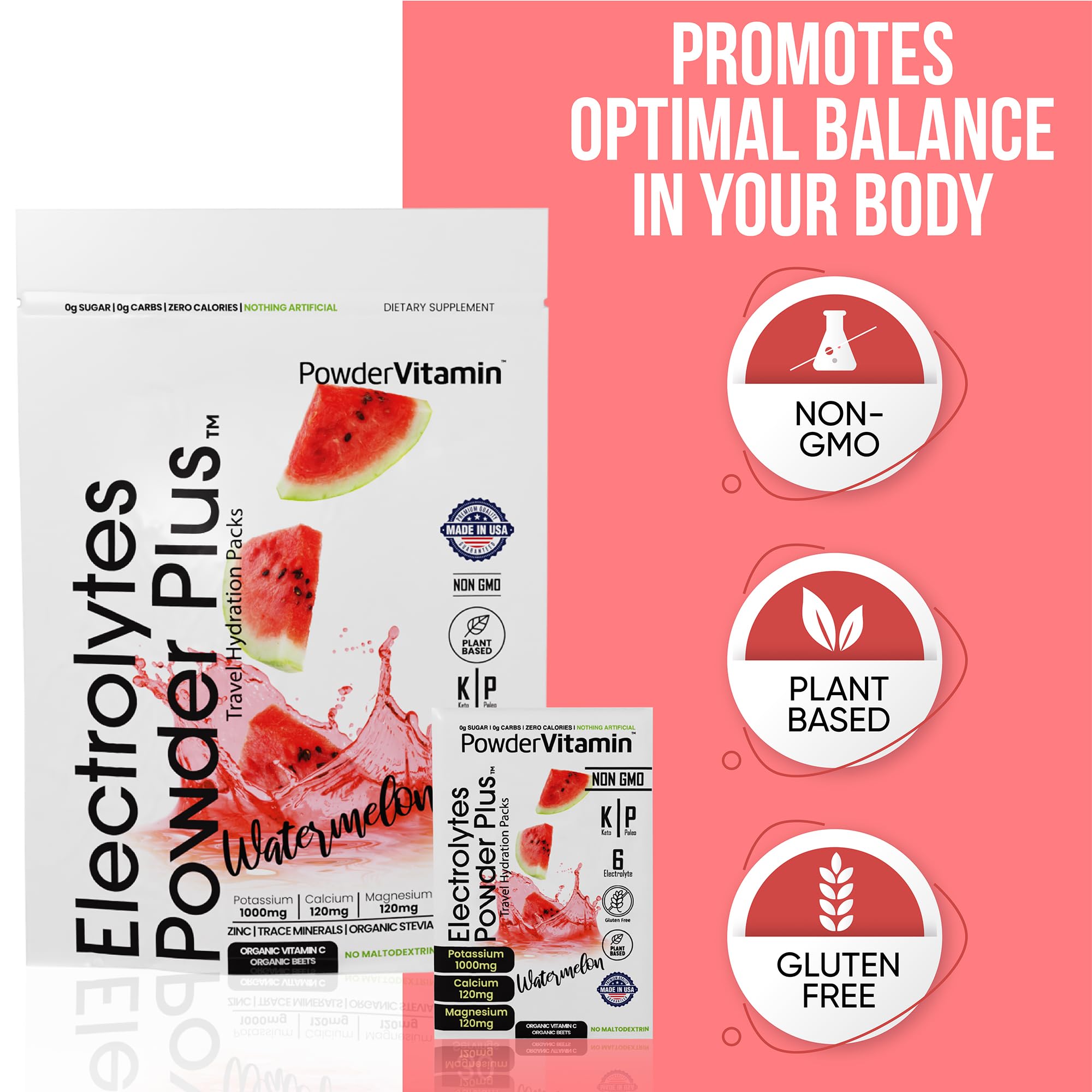 PowderVitamin Electrolytes Powder Plus verre prêt à boire après l'effort
