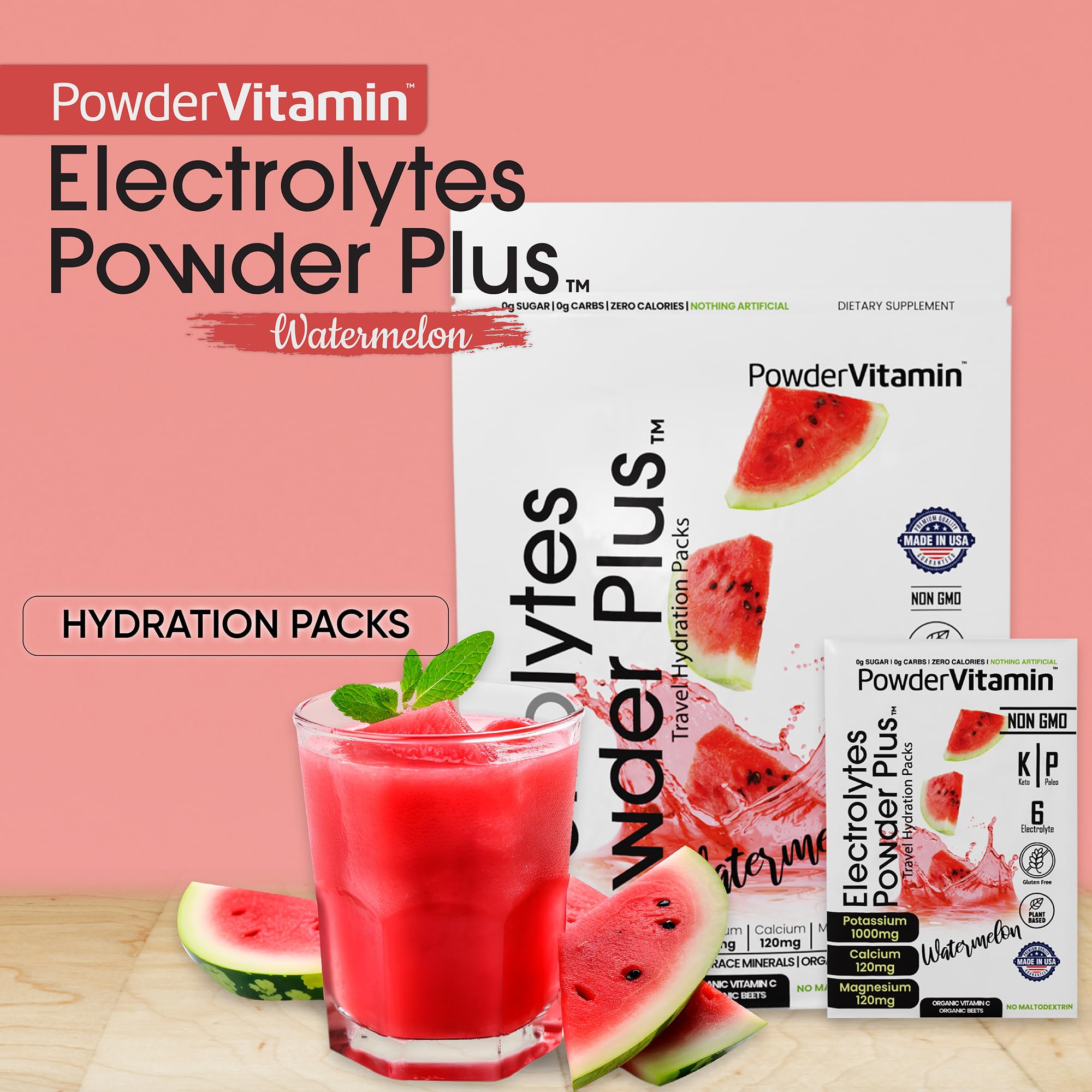 PowderVitamin Electrolytes Powder Plus verse dans l'eau pour une boisson rafraîchissante