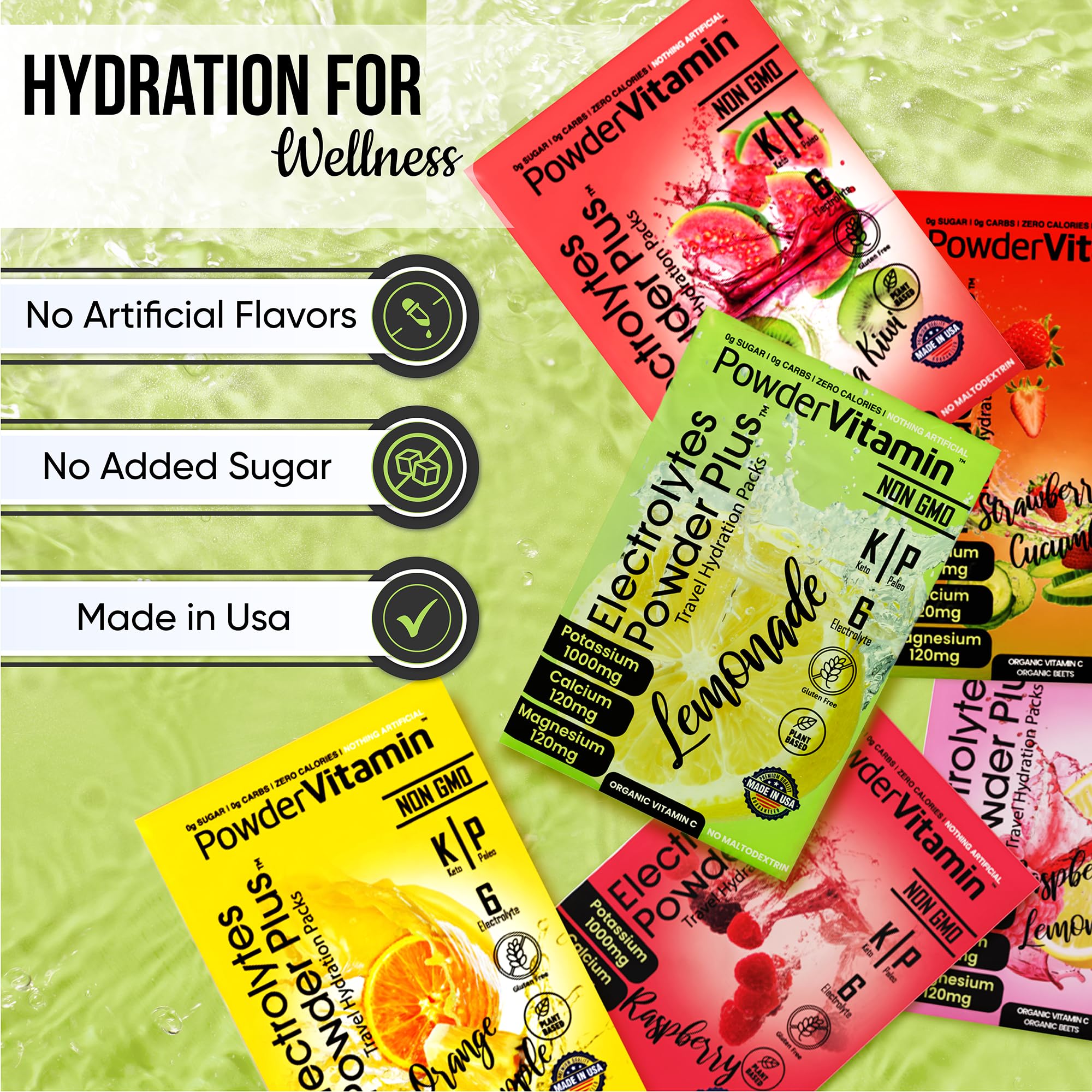 PowderVitamin Électrolytes Poudre Plus - pratique en voyage.
