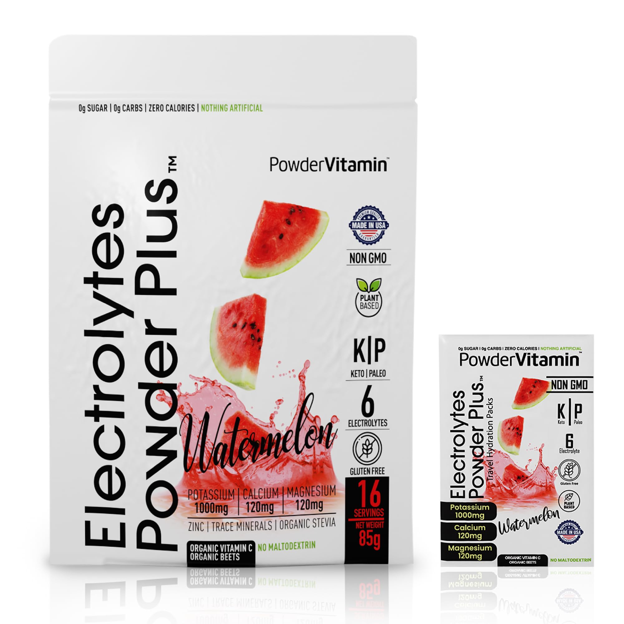 PowderVitamin Électrolytes Poudre Plus – sachets Watermelon pour hydratation pratique.