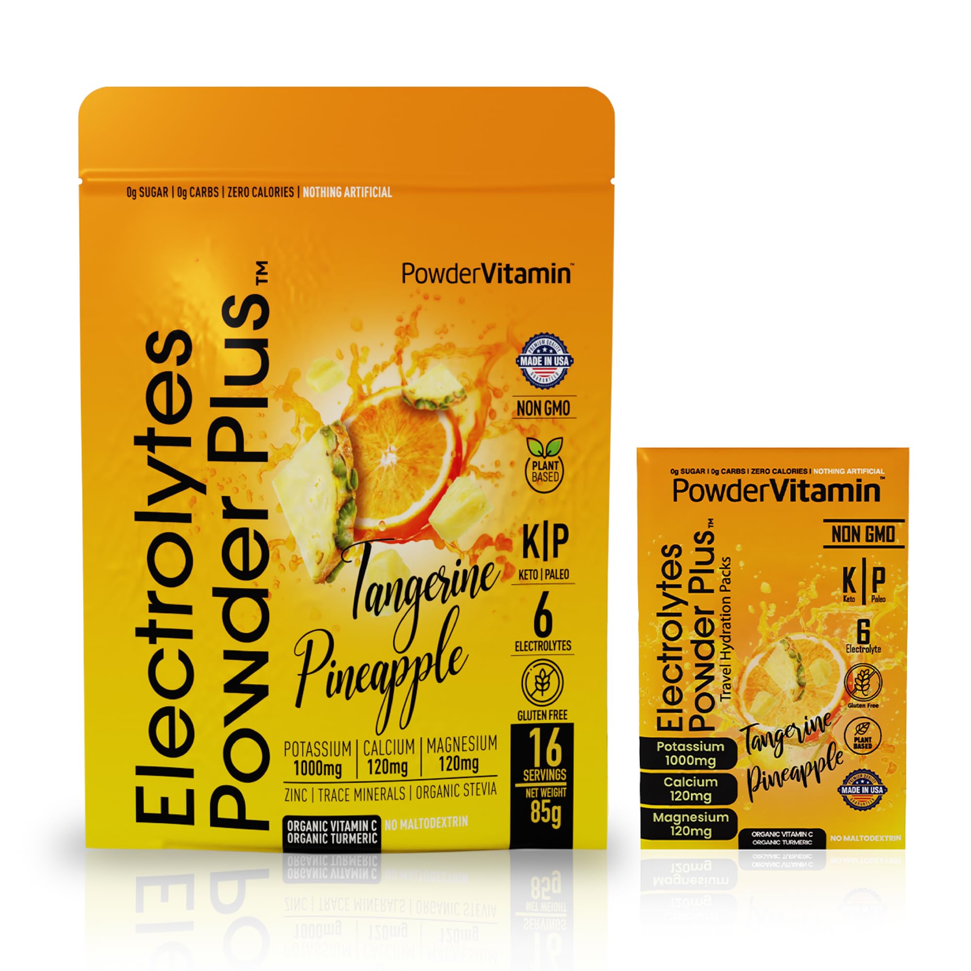 PowderVitamin Électrolytes Poudre Plus – sachet 16 portions, hydratation sans sucre.