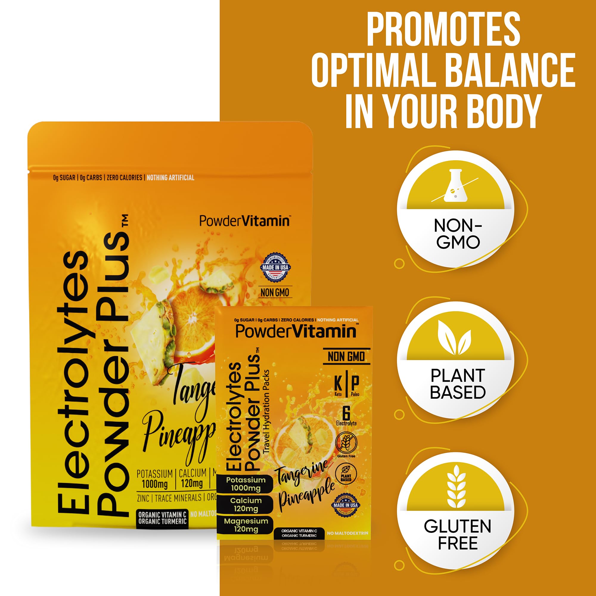 PowderVitamin Électrolytes – sans maltodextrine, boisson légère et rafraîchissante.
