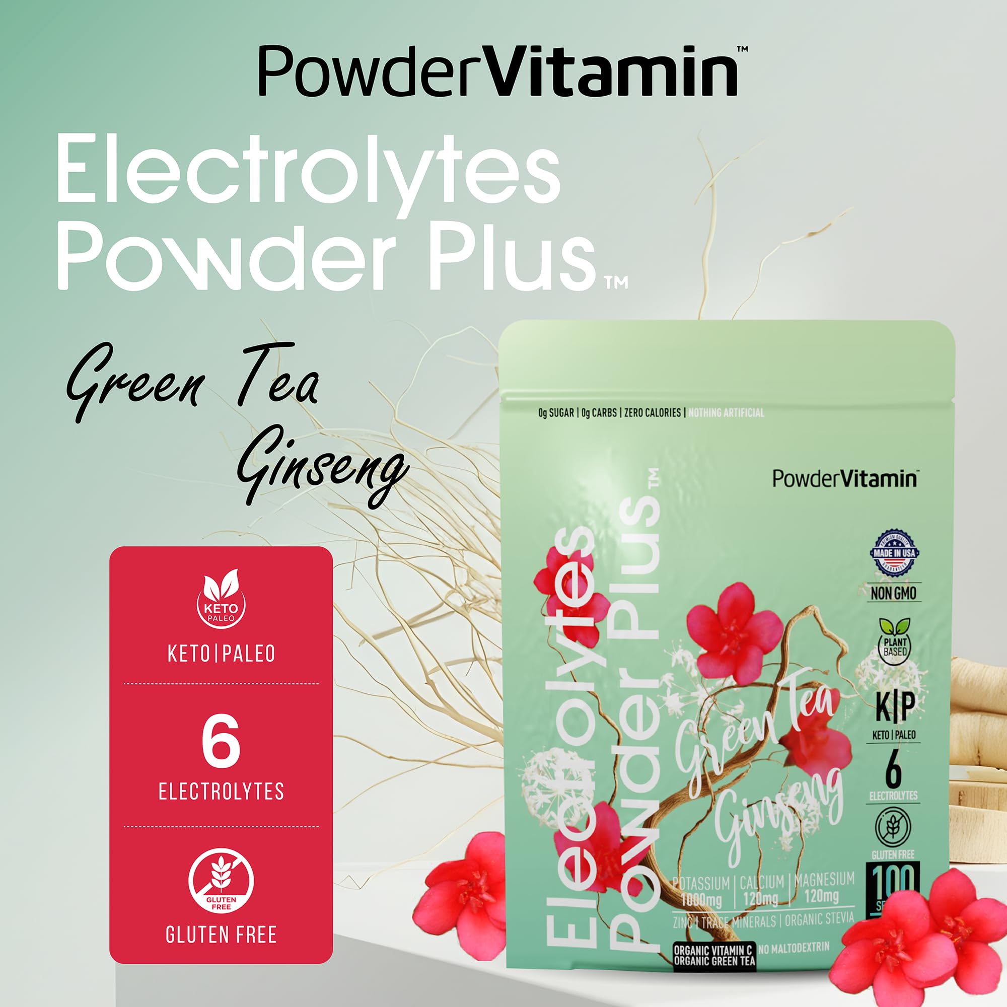 PowderVitamin Electrolytes: sans sucre ni maltodextrine pour hydratation légère.