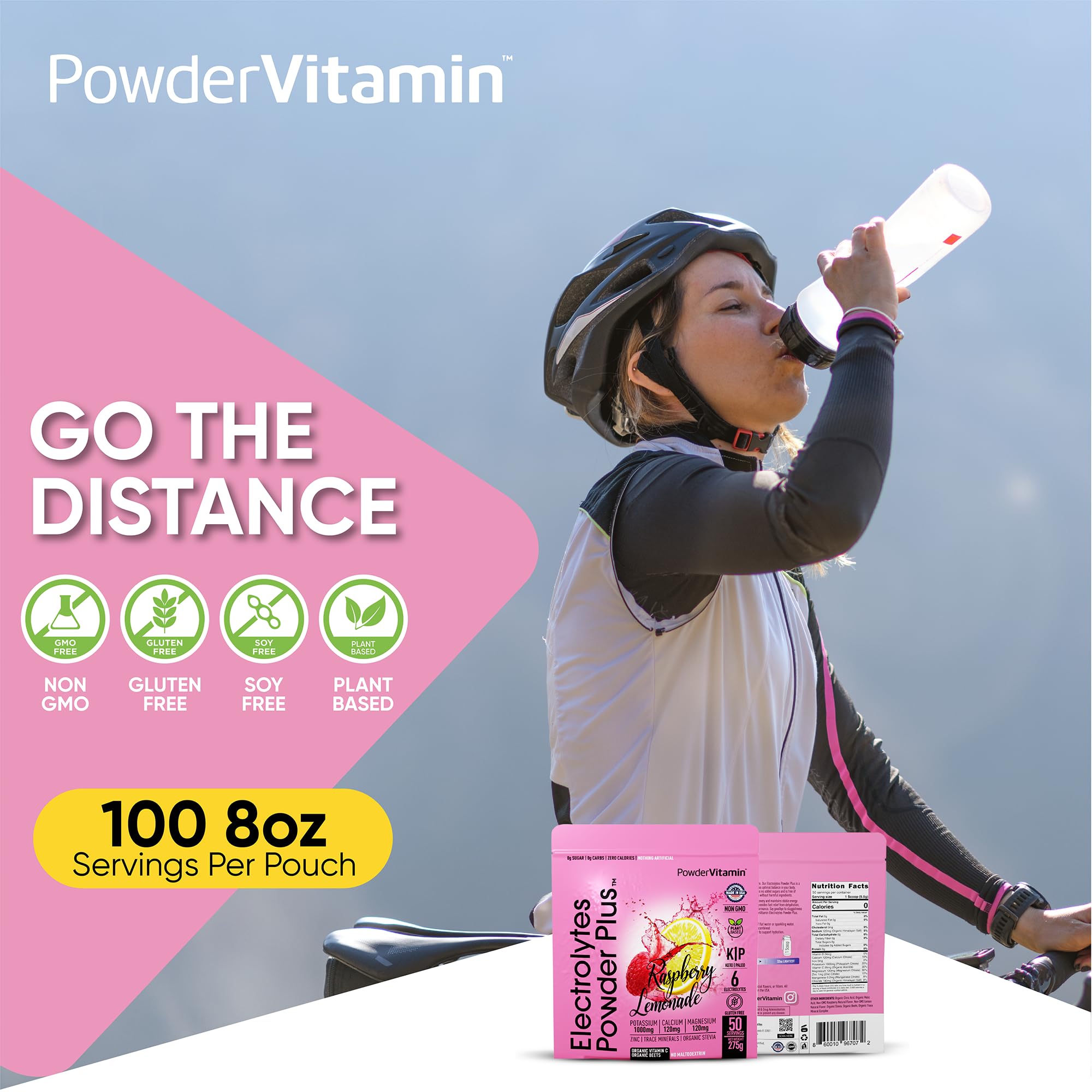 PowderVitamin Electrolytes fabriqué aux États-Unis, contrôle qualité.