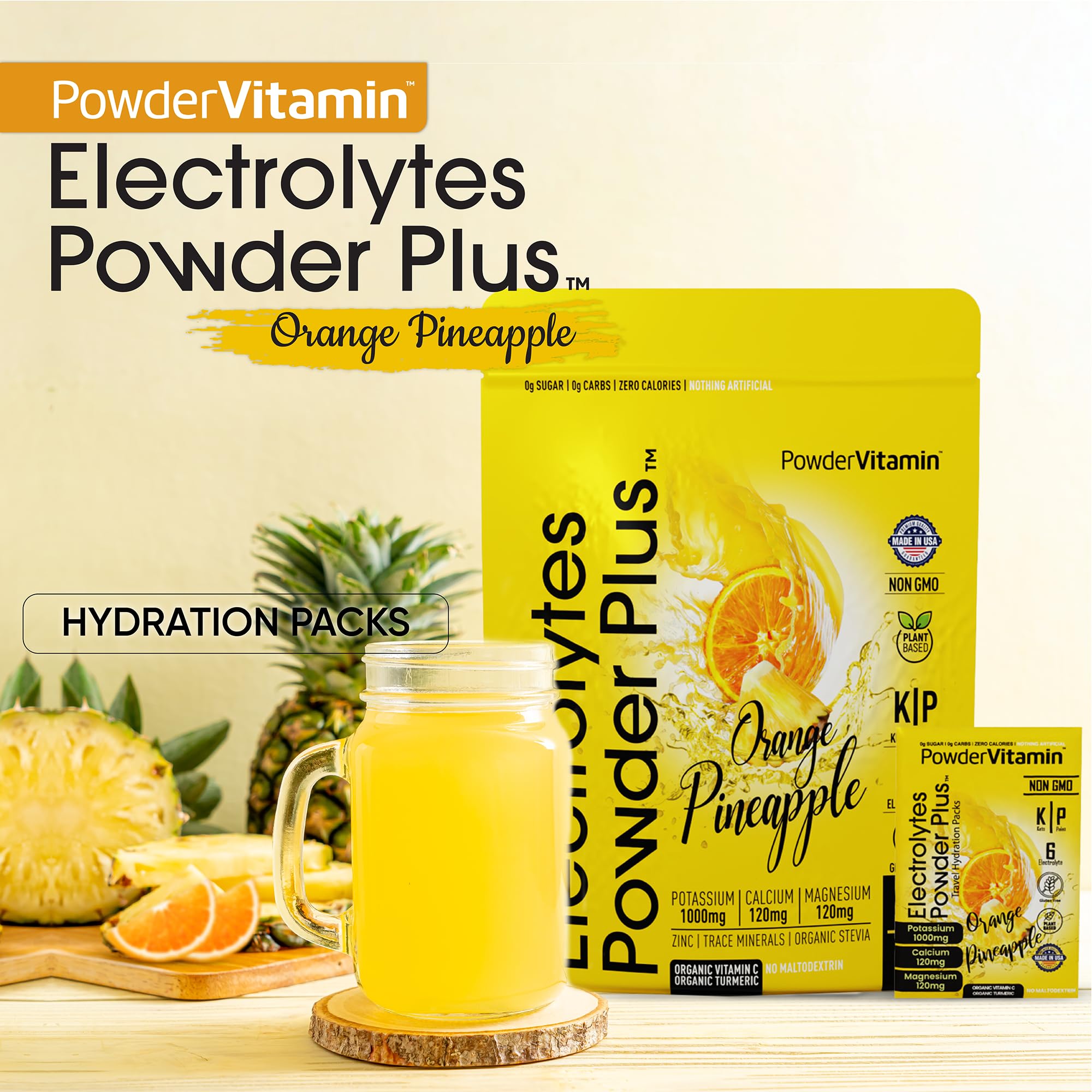 PowderVitamin Électrolytes Powder Plus — potassium/calcium/magnésium pour les électrolytes