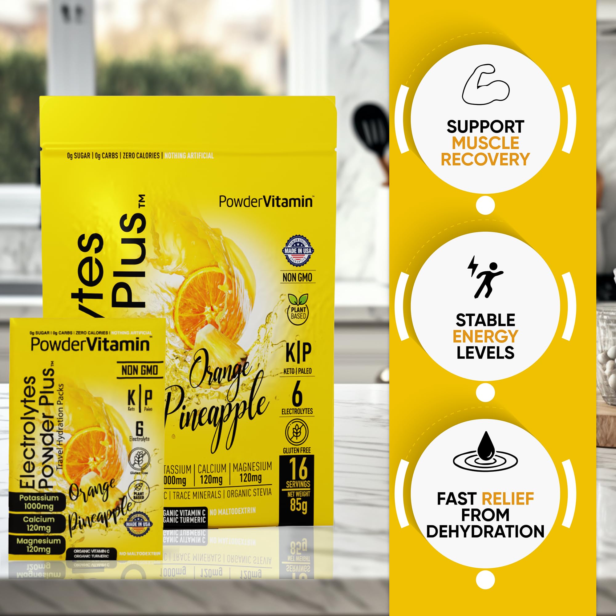 PowderVitamin Électrolytes Powder Plus — sans sucre et sans additifs