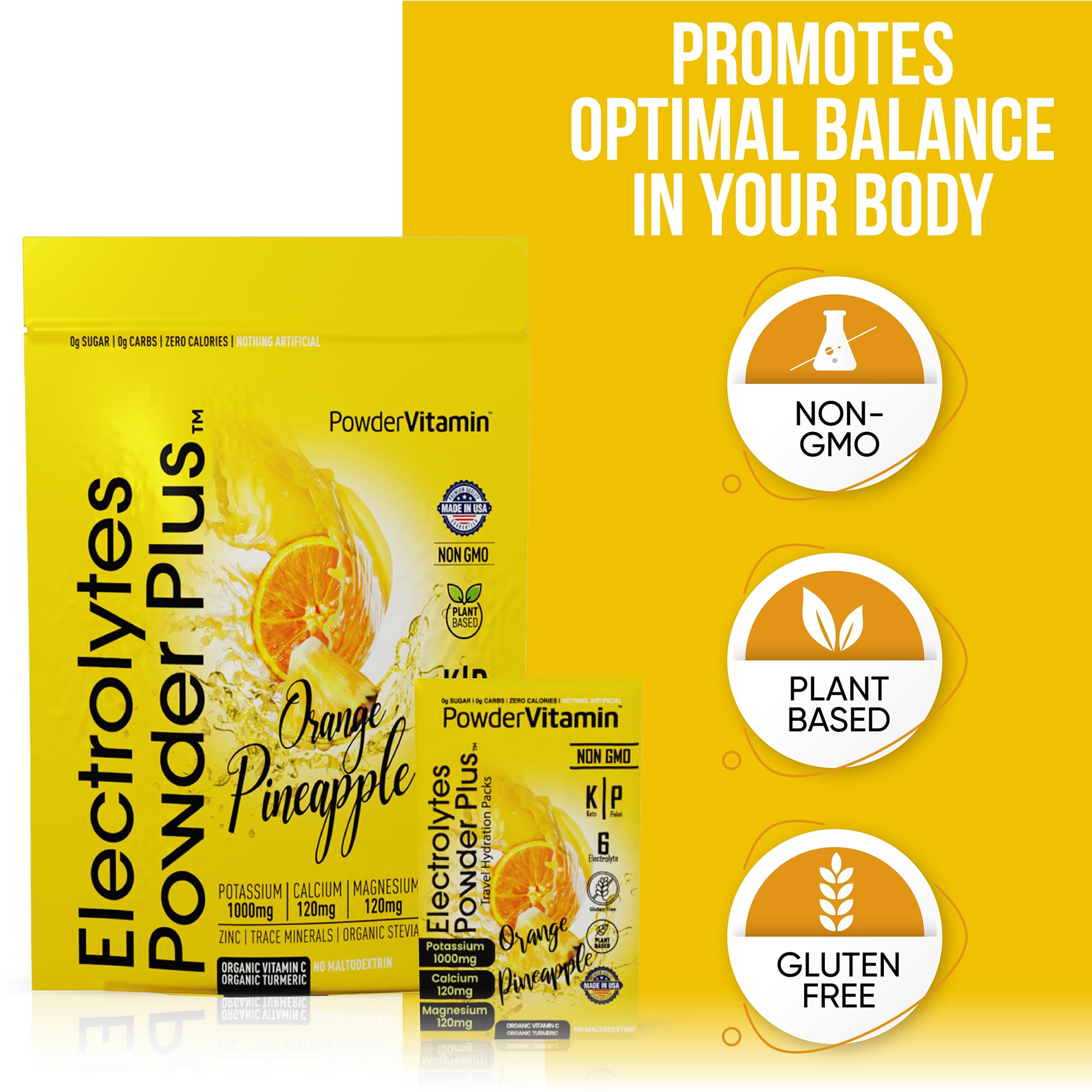 PowderVitamin Électrolytes Powder Plus — sel rose de l'Himalaya, ingrédient naturel