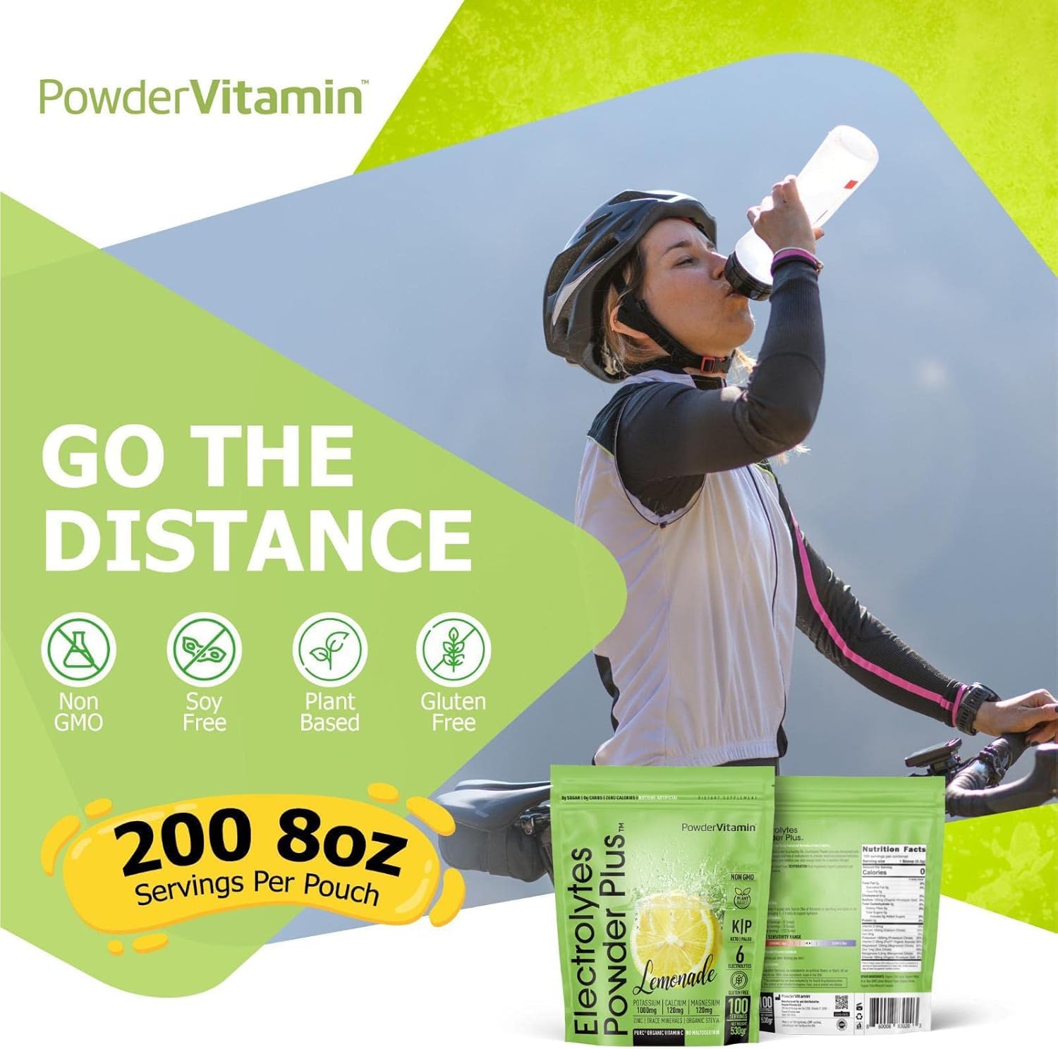 PowderVitamin Verre Eau Lemonade Électrolytes, boisson rafraîchissante et hydratante