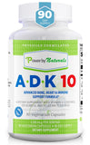 Power By Naturals ADK 10, bouteille de vitamines, soutien potentiel à la vitalité.