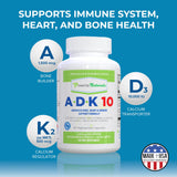 Power By Naturals ADK 10, capsules vegan en méthylcellulose, ingestion facile.