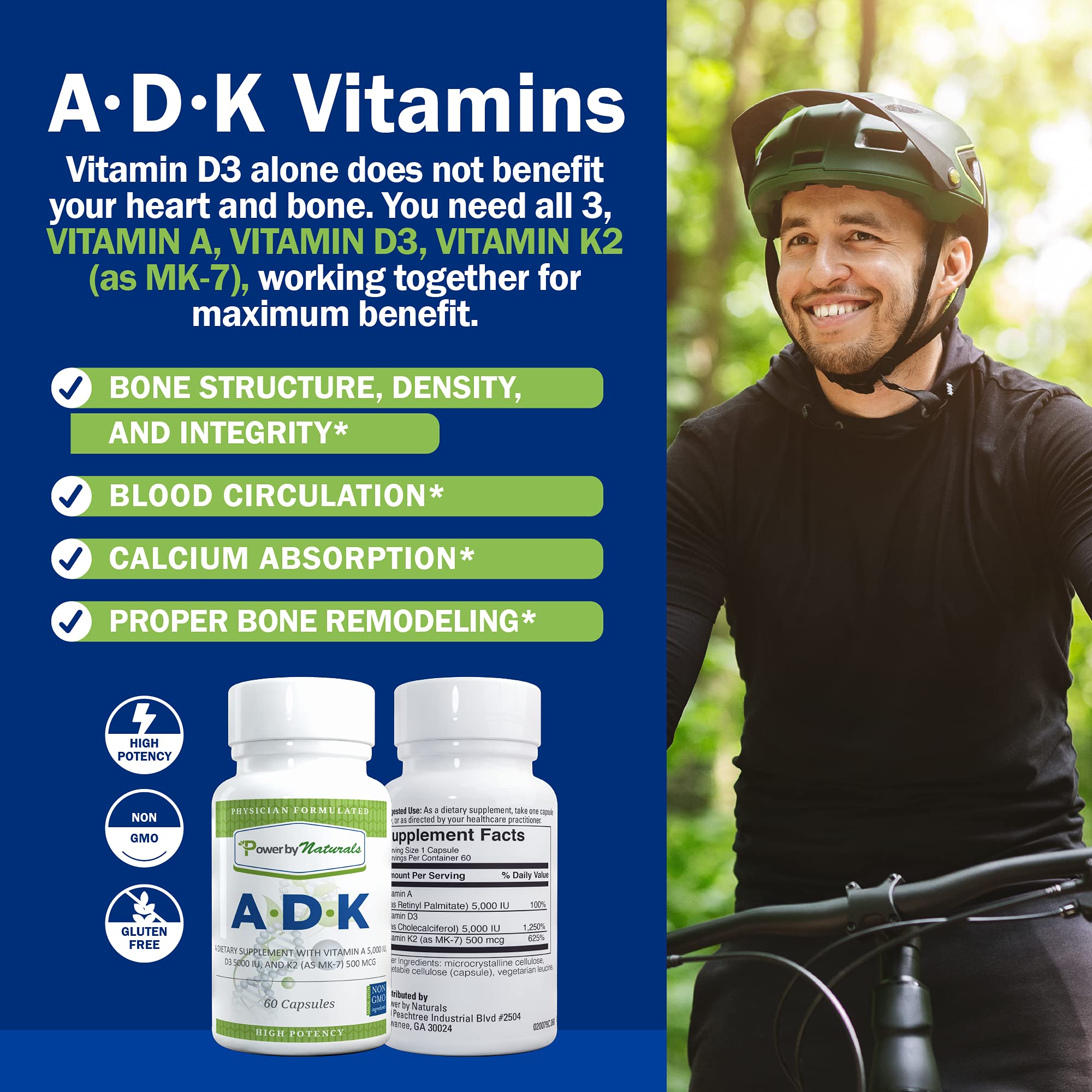 Power By Naturals ADK — dose journalière pratique, prise quotidienne.