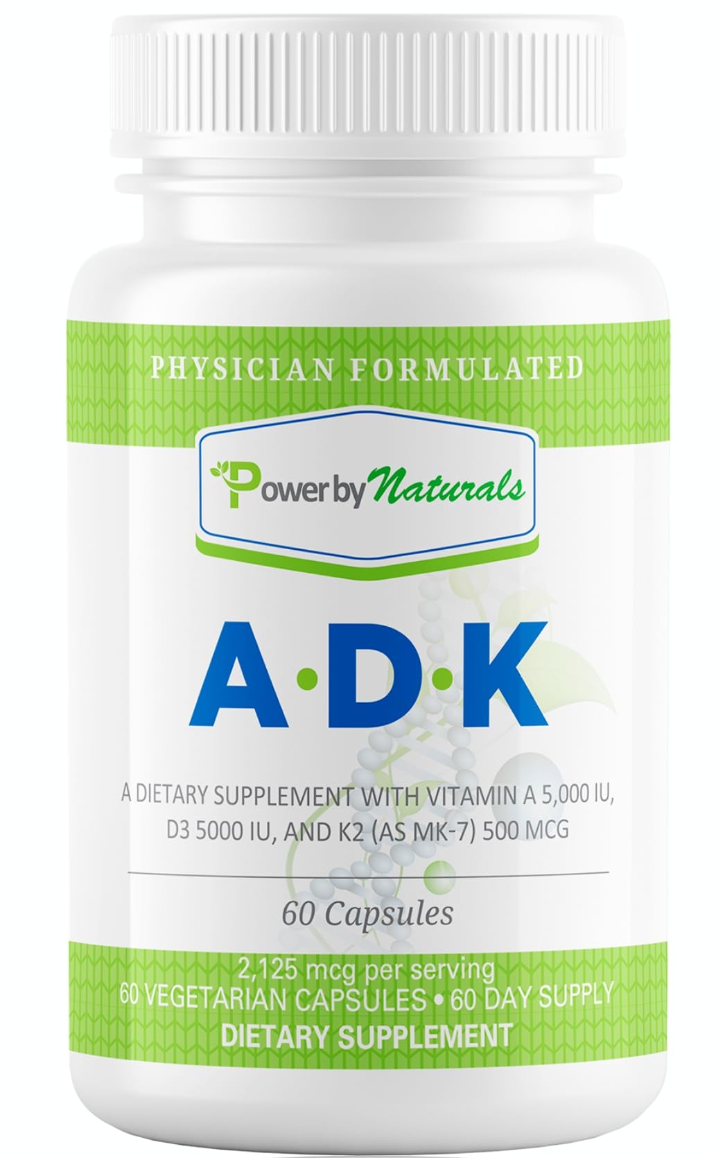 Power By Naturals ADK – étiquette claire, sécurité et traçabilité du produit.