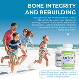 Power By Naturals ADK10 - dosage affiché de 10 000 UI de D3 sur le flacon.