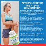 Power By Naturals ADK10 - étiquette détaillant les vitamines A D3 et K2 MK-7.
