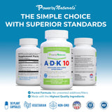 Power By Naturals ADK10 - concentration K2 MK-7 visible pour le soutien osseux.