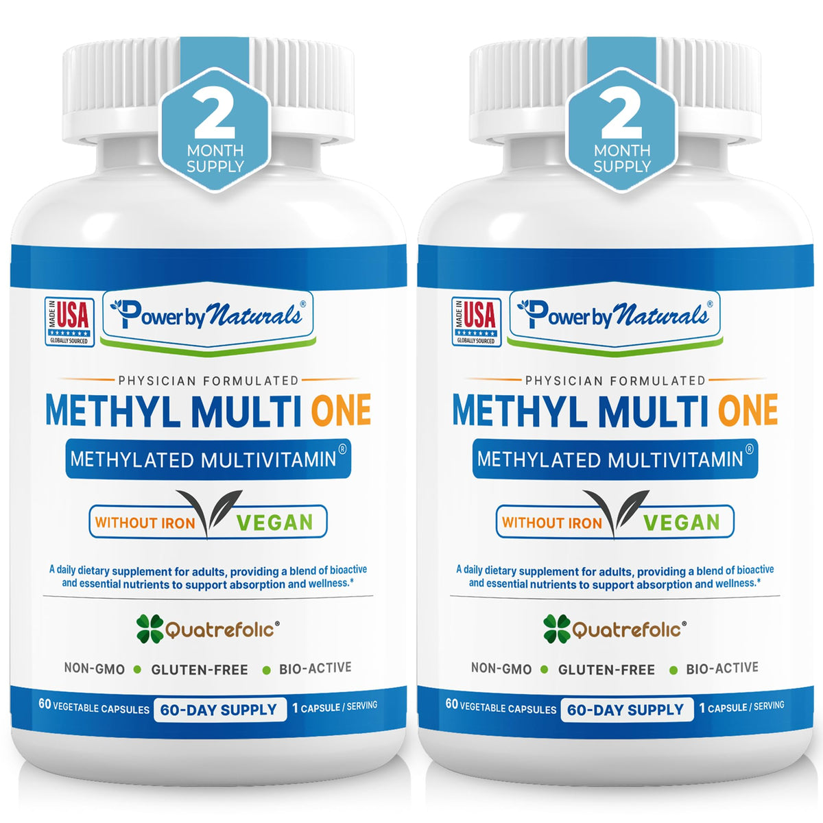 Power By Naturals Methyl Multi One — bouteille de 60 capsules pour énergie quotidienne.