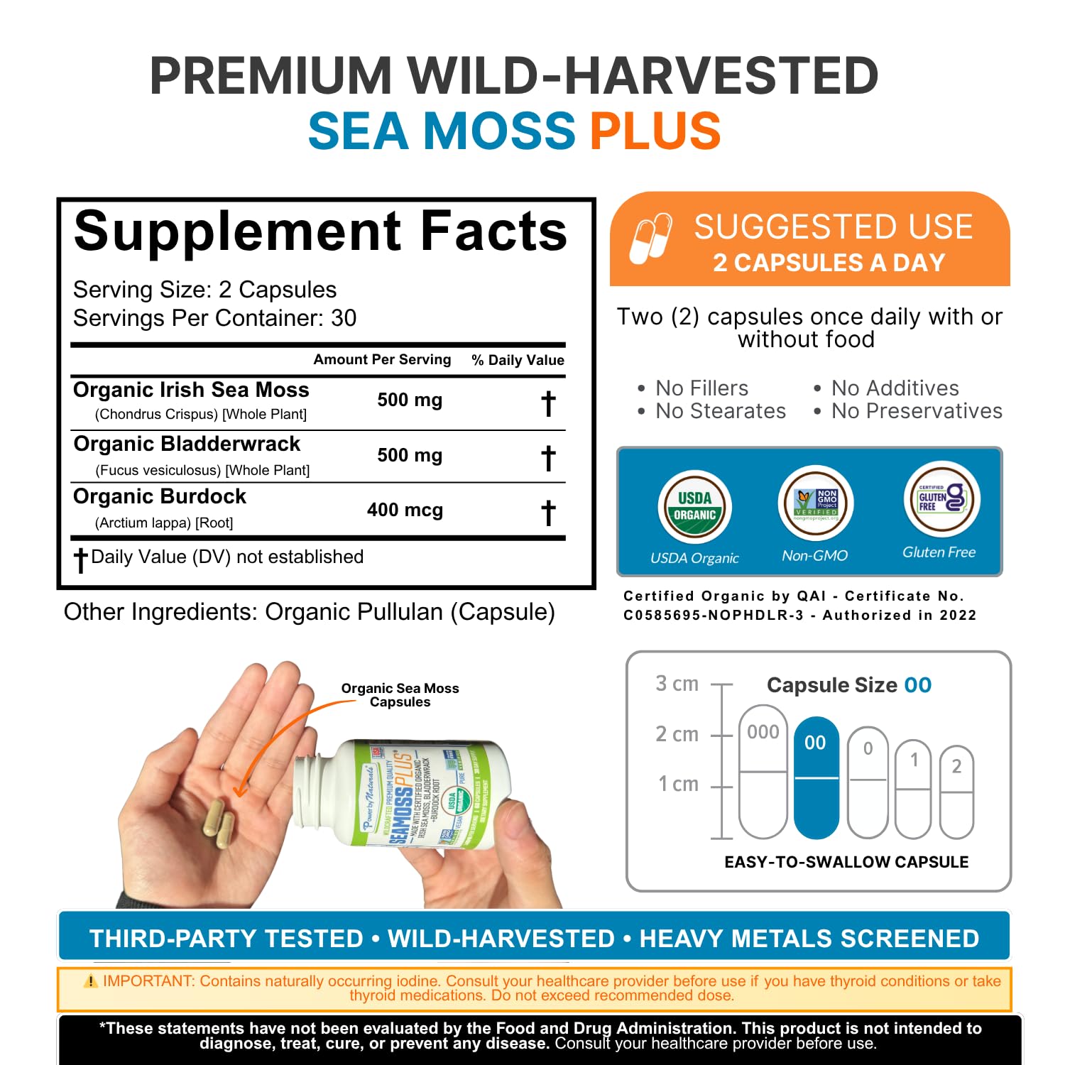 Power By Naturals Mousse de Mer Plus — gros plan sur les capsules, source de nutriments