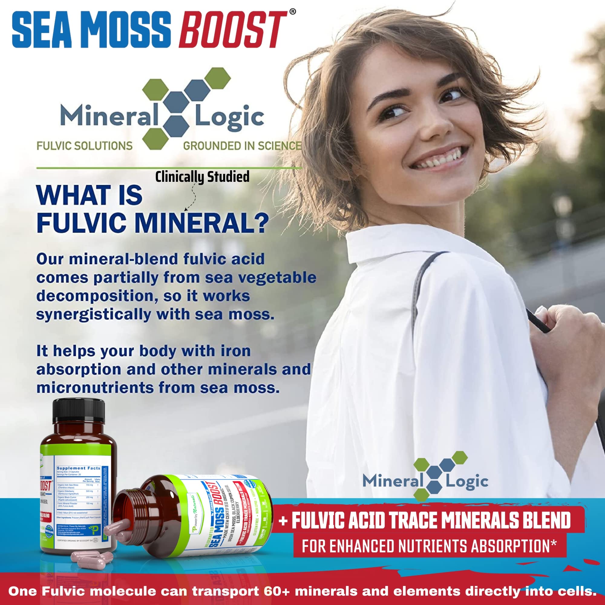 Power By Naturals Sea Moss Avancé acide fulvique favorise l’absorption des nutriments.