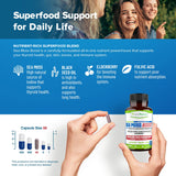 Power By Naturals Sea Moss Avancé baies de sureau riches en antioxydants naturels.