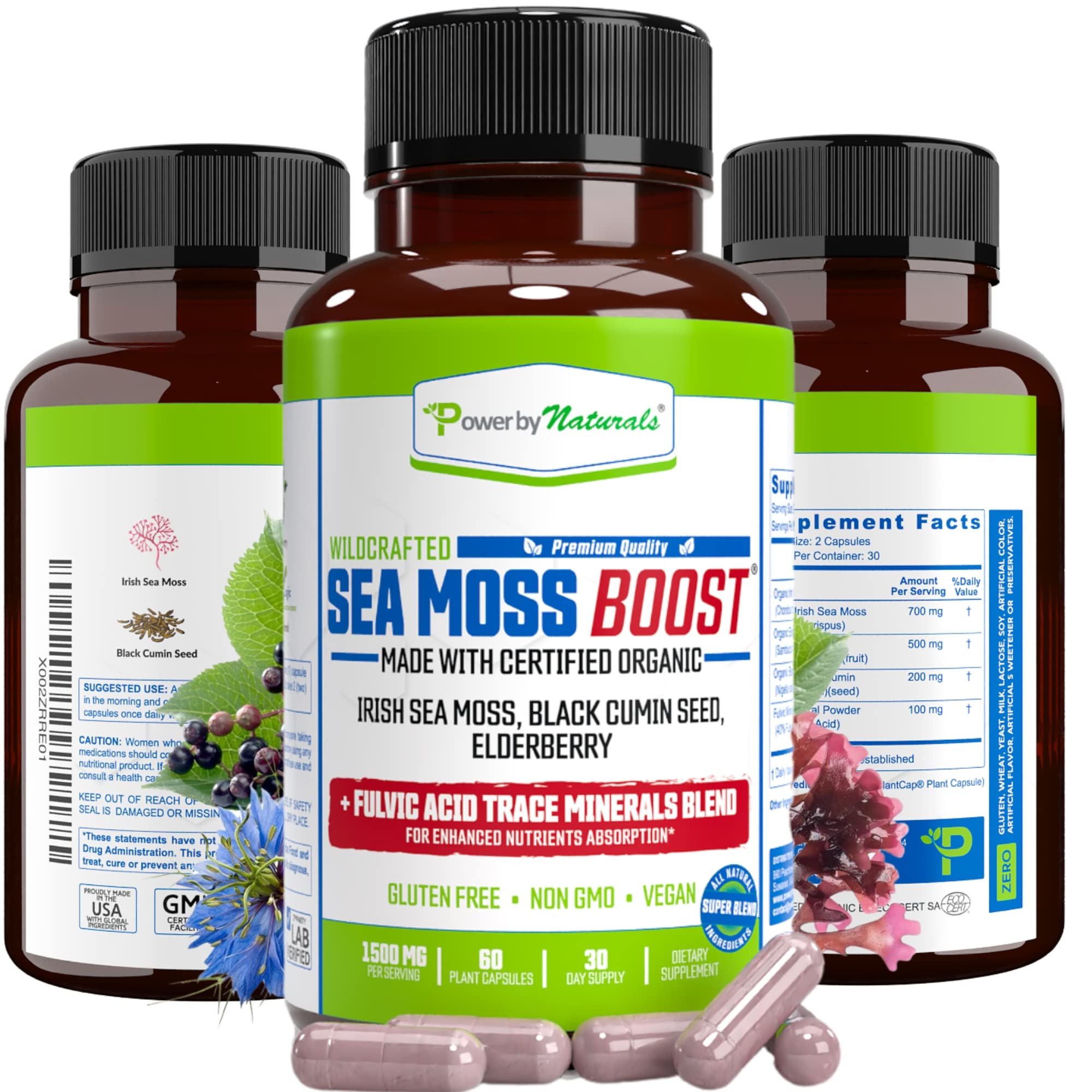 Power By Naturals Sea Moss Avancé santé digestive et confort intestinal.