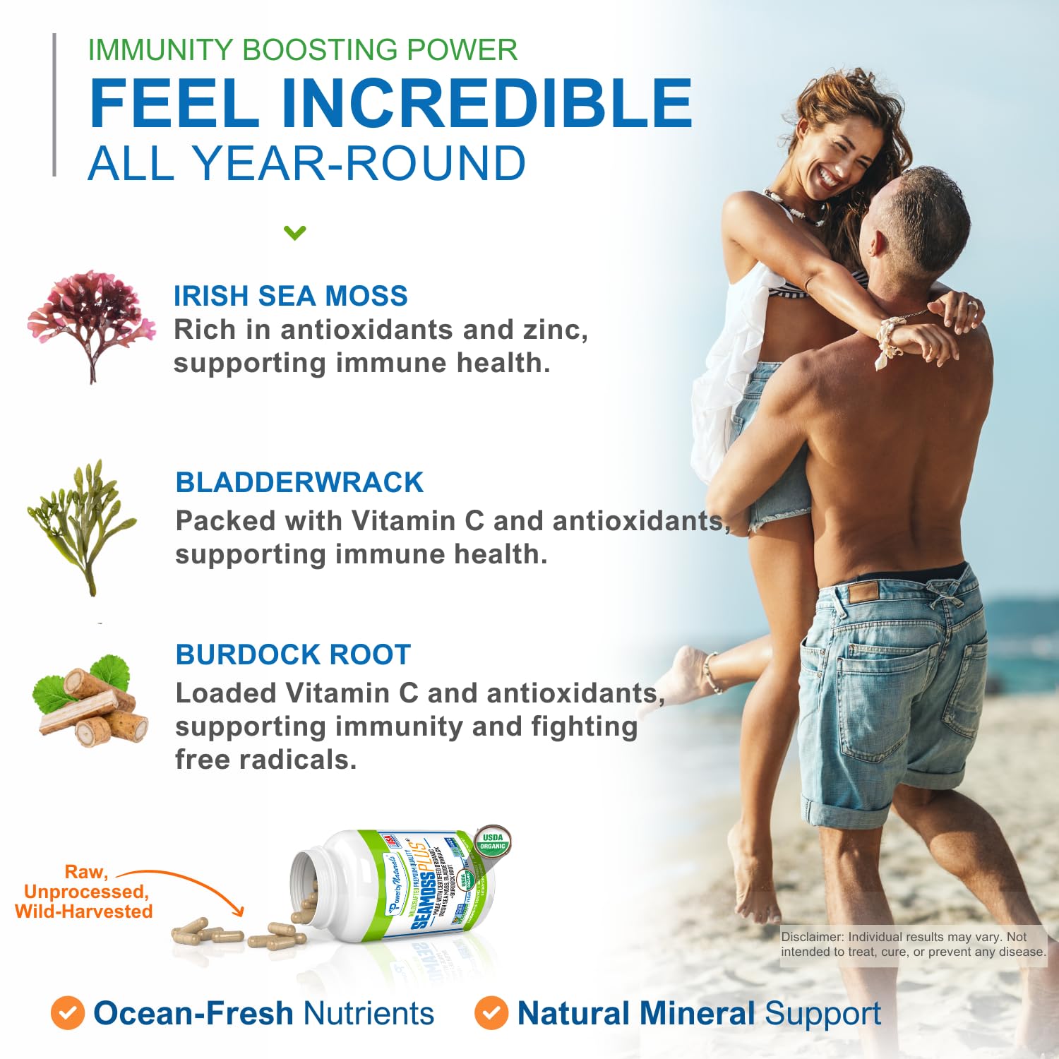 Algue irlandaise Sea Moss Plus en mise en avant d'une source naturelle de nutriments.