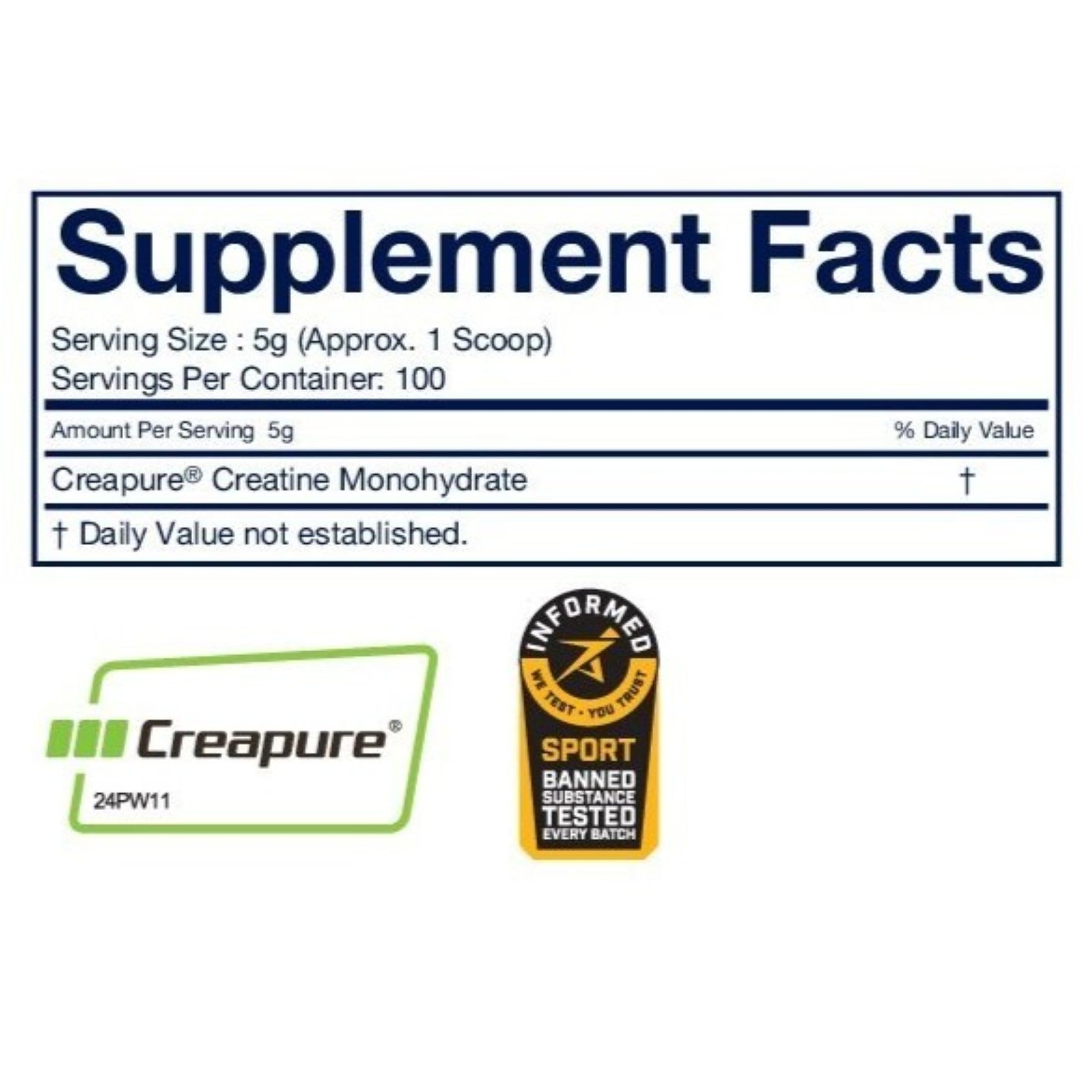 POWER PLAY FUEL Créatine Monohydrate – sans gluten et vegan, adapté à divers régimes.