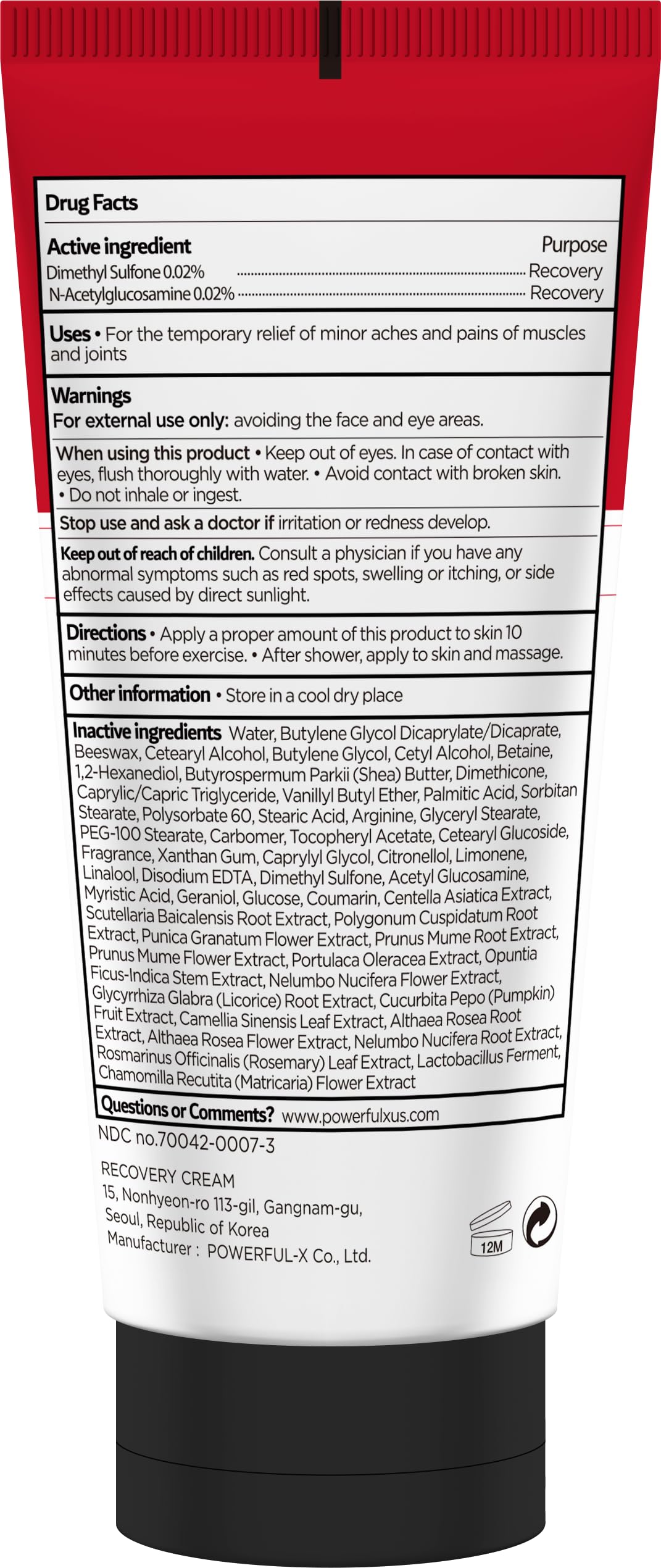 PowerfulX Crème sans parabènes ni additifs artificiels – soin doux pour la peau.