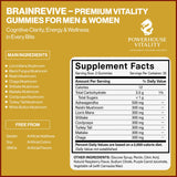Powerhouse Vitality BrainRevive montre une etiquette claire et lisible pour faciliter la compréhension.