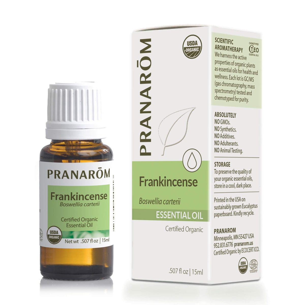 Pranarom huile essentielle d'encens – bouteille 15 ml prête pour aromathérapie et détente.