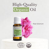 Pranarom huile essentielle Géranium Rosat utilisée pour le soin de la peau