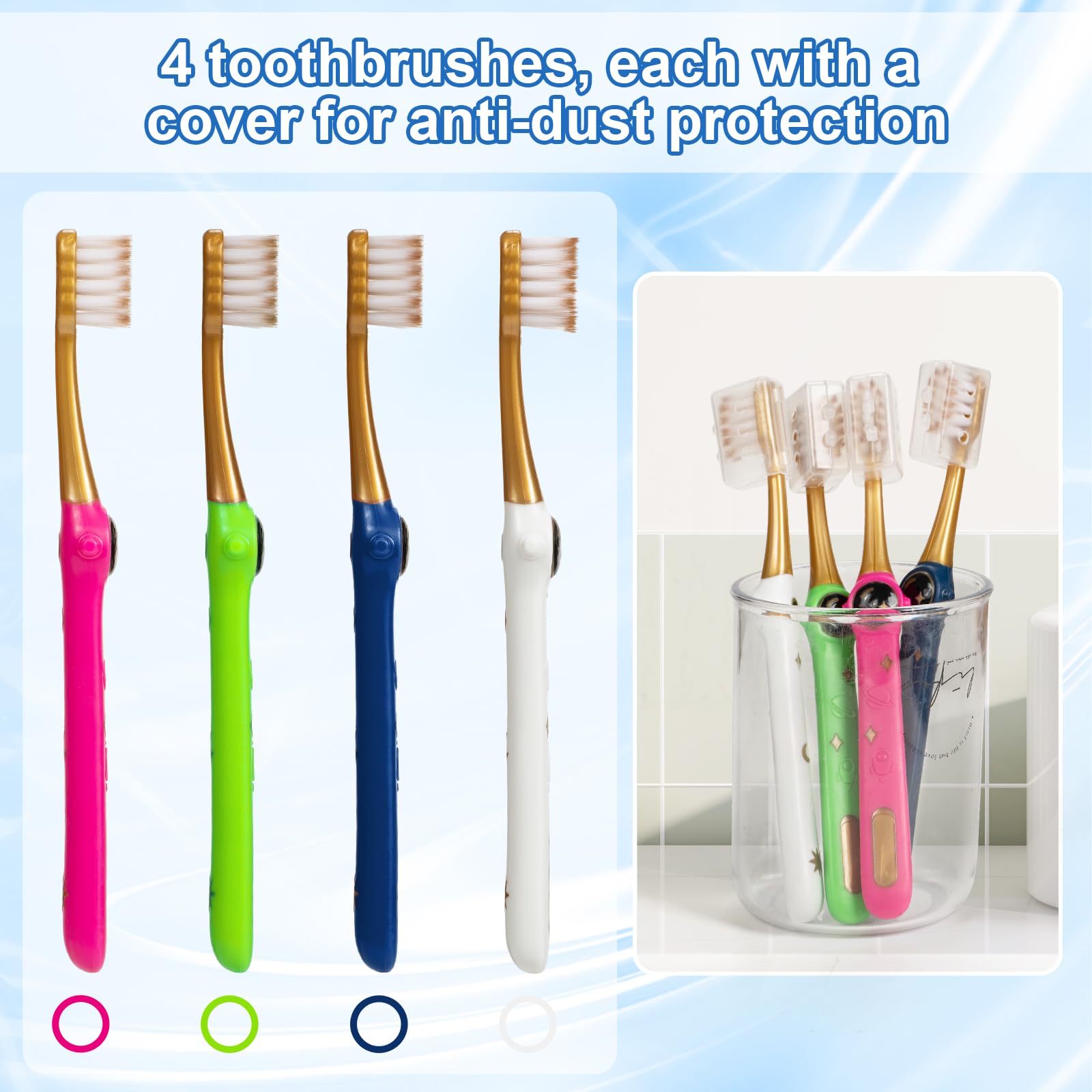 Brosse PRASBURR enfant, motif spatial, encourage un sourire sain.