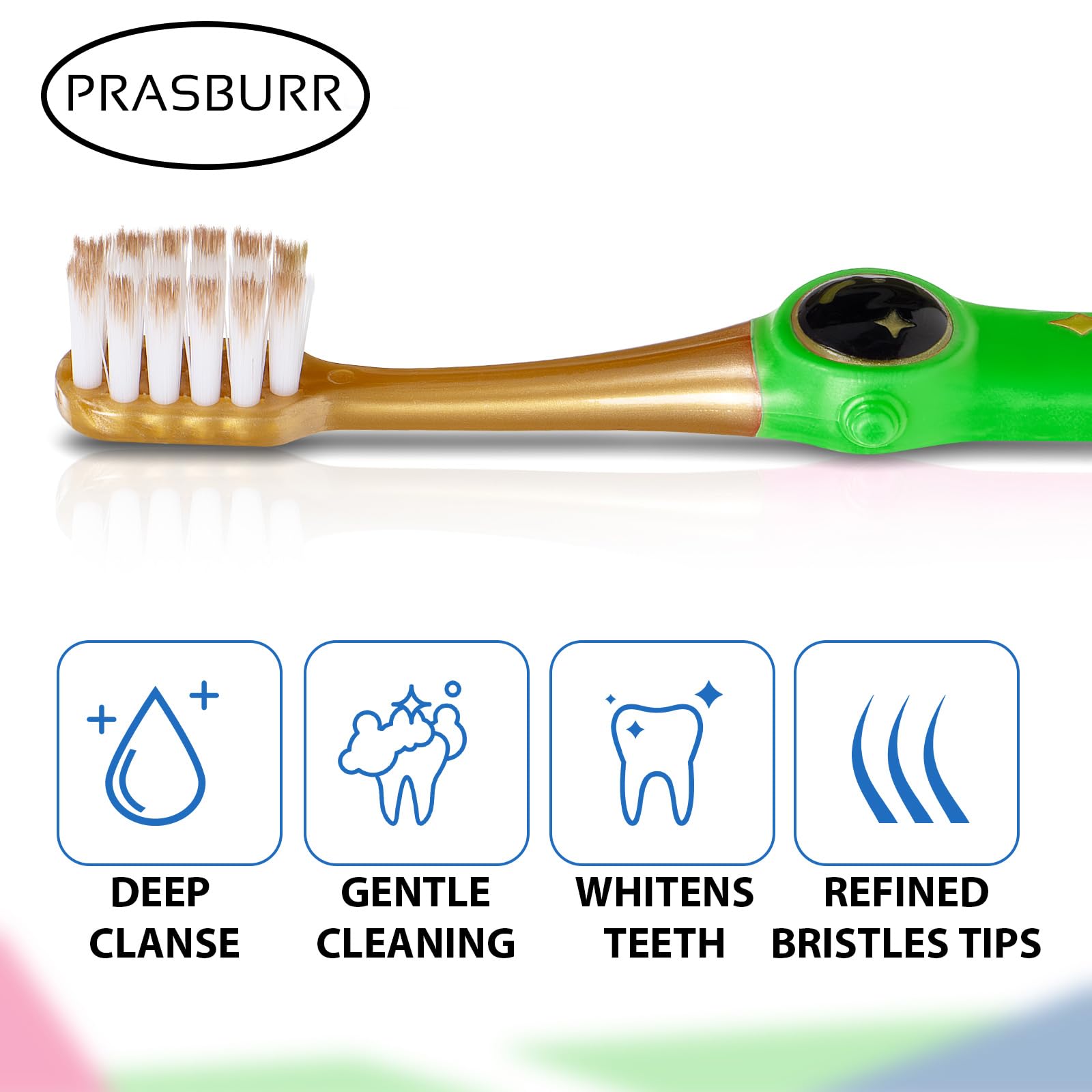 Brosse PRASBURR pour usage quotidien, routine agréable et engageante.
