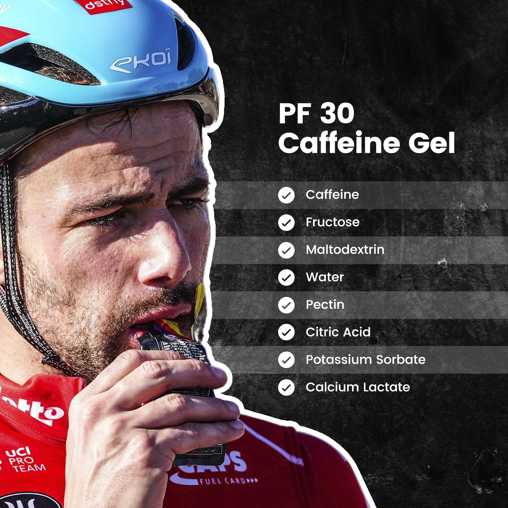 PF30 Gel énergie Precision Hydration, texture non collante, prise facile en mouvement.