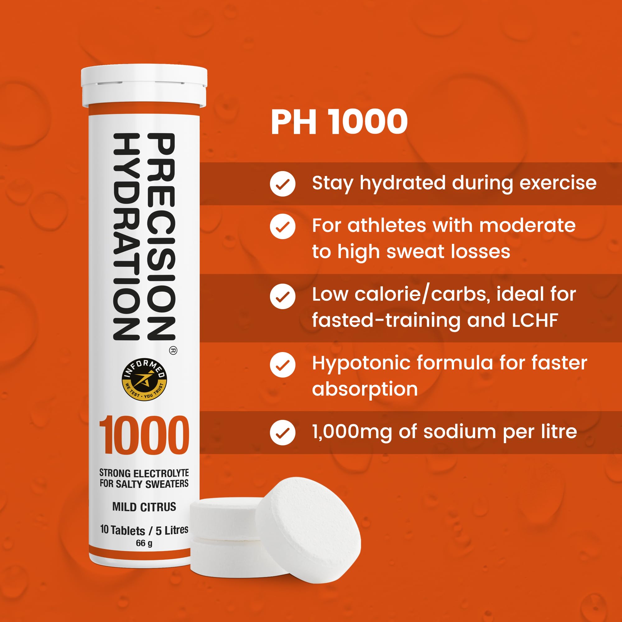 Precison Hydration - tube 250 mg/L, dose légère adaptée à la sudation faible.