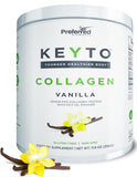 Preferred Elements Keto Collagène vanille dans un verre, énergie durable pour le matin.