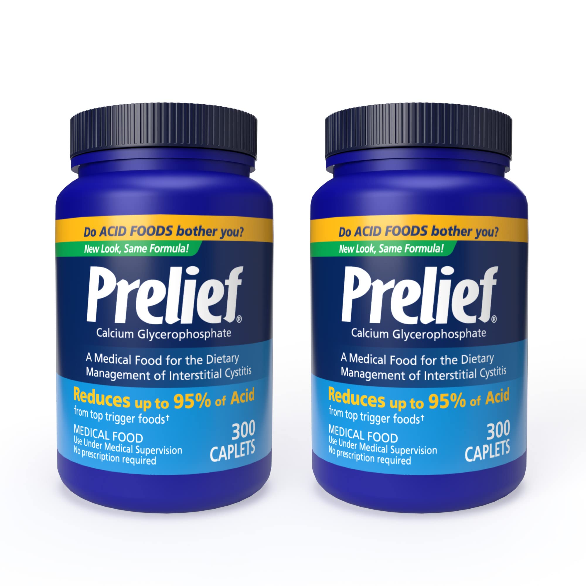 PRELIEF caplets 300, deux bouteilles, utilisation quotidienne après repas.