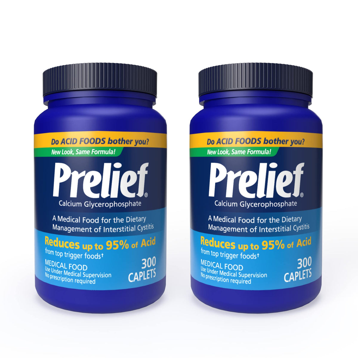 PRELIEF caplets 300, deux bouteilles, utilisation quotidienne après repas.