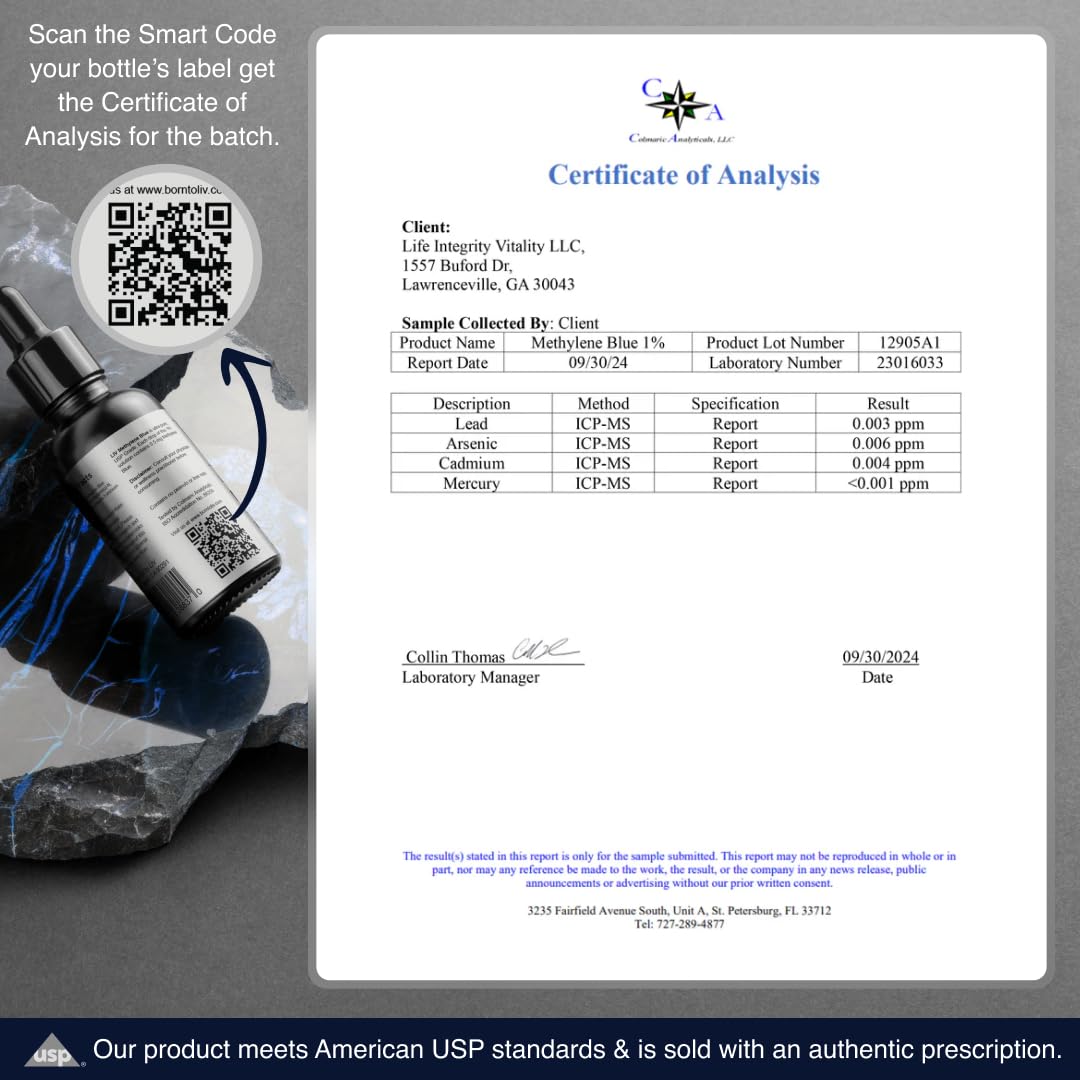 Premier Methylene Blue, certificats d'analyse, assurance qualité et pureté.