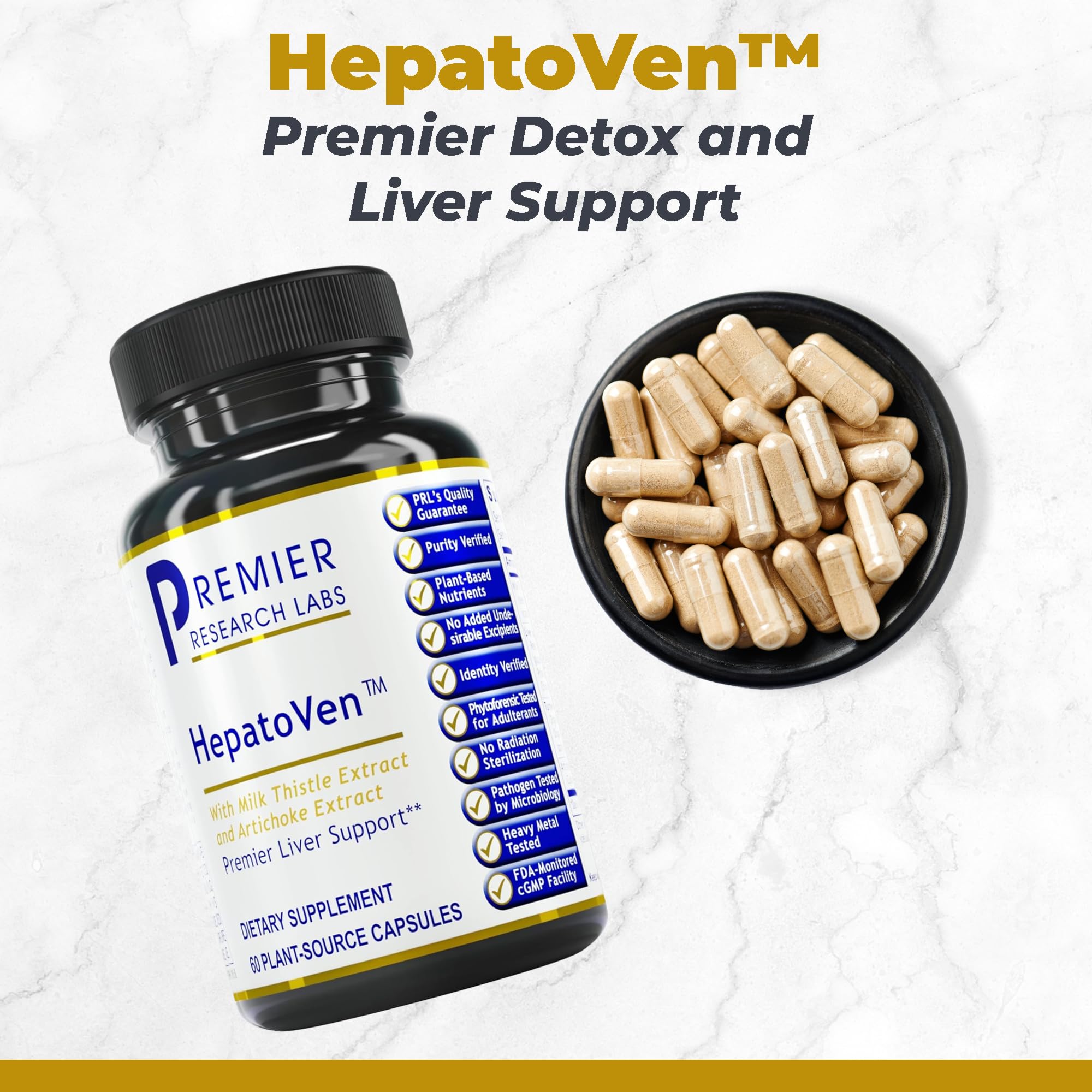 HepatoVen de Premier Research Labs – Capsules chardon-marie, soutiennent le foie et la détox naturelle.